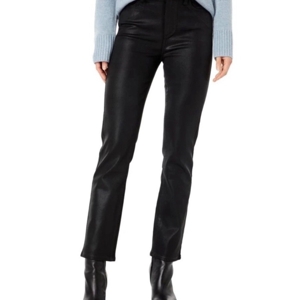 Paige Cindy High Waist Ankle Straight Leg Jeans Black Shadow Size 30